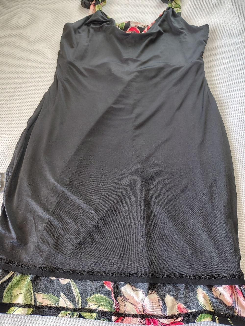 Loft Floral Tie-Front Sheath Dress - Black/Pink Size L - Picture 11 of 14